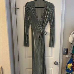 Baltic Born Olive Green Velvet Wrap Maxi Dress